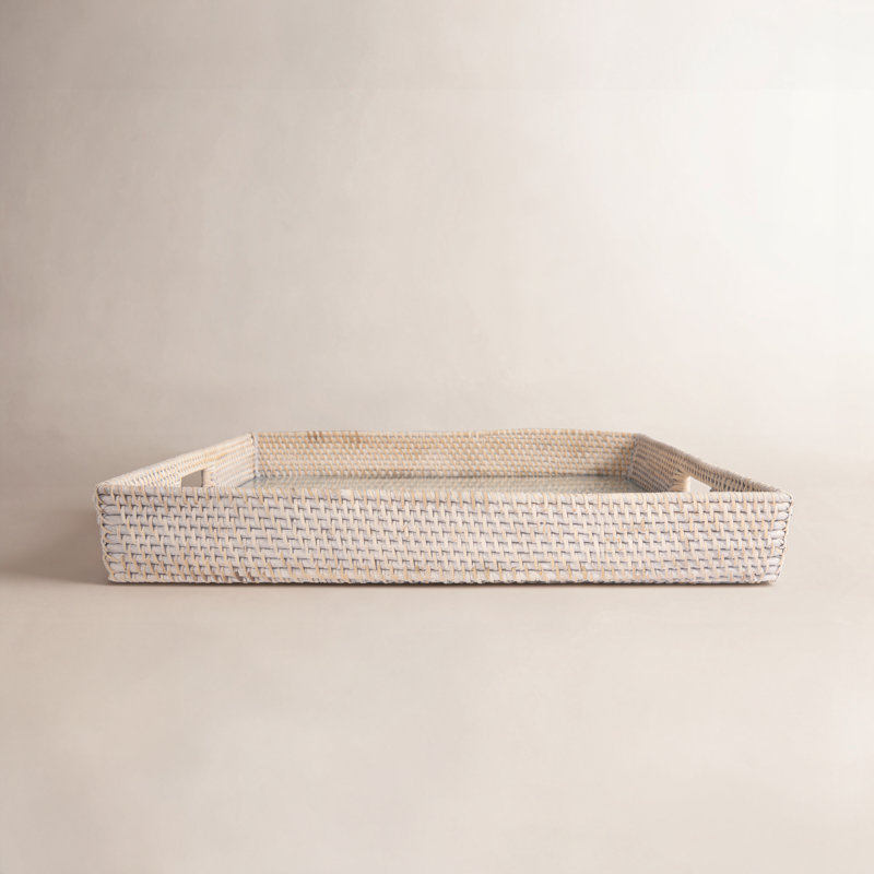 Plateau de service Edmond, Blanc délavé, H 3 po x l 24 po x P 24 po, Pas de paquet