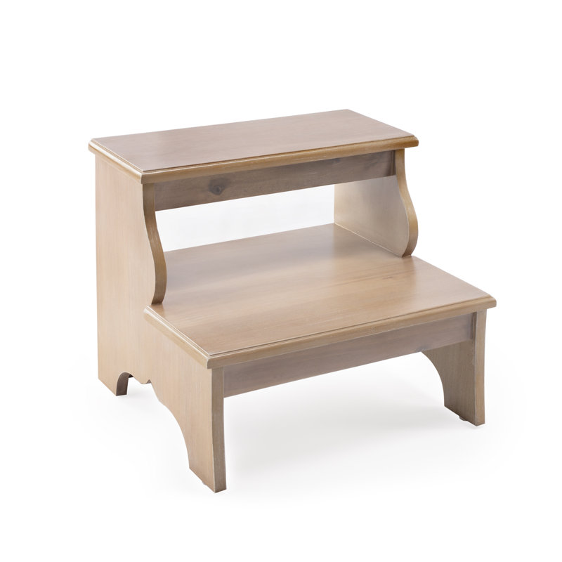 Ashvir 2 - Step Wood Lightweight Step Stool, Distressed Driftwood