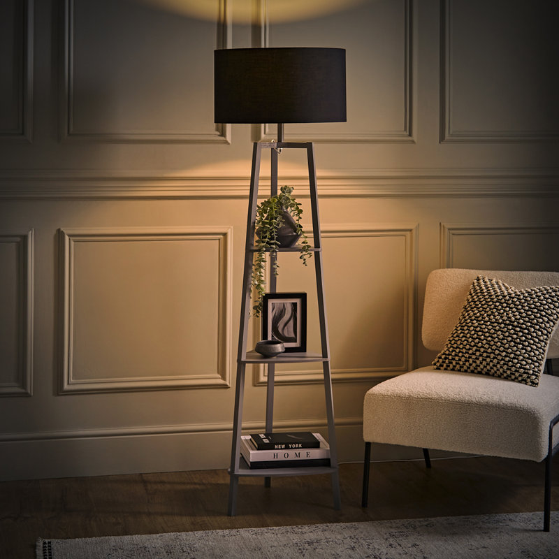 Aidrian 155cm Tripod Floor Lamp, Yes, Grey, Black