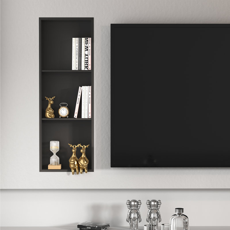 Niche de douche et de mur en acier inoxydable 304 à 3 niveaux de l 12 po x H 36 po x P 4 po, installation verticale / horizontale, noir mat pour tablettes de salle de bain