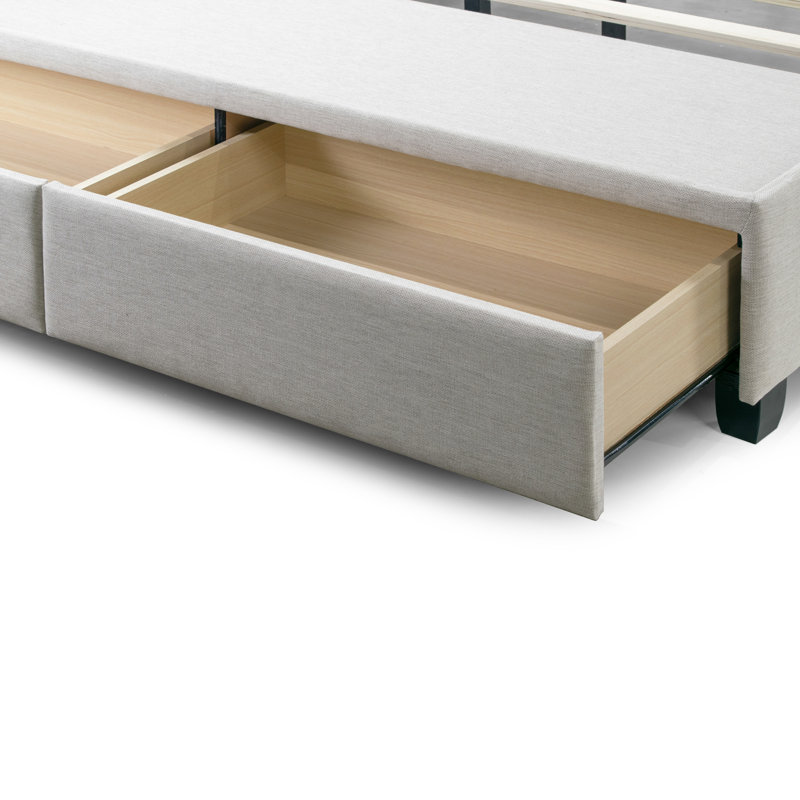 Wenger Upholstered Platform Storage Bed, Beige, King
