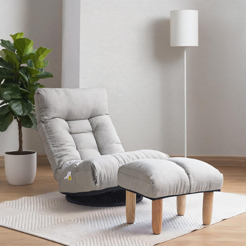 Fauteuil inclinable réglable classique en métal gris classique, assise de loisir pour balcon Tatami, style décontracté japonais