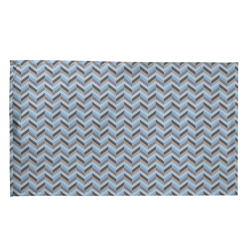 Serviette à thé chevron Mcguigan, Sergé de coton, Gris / bleu