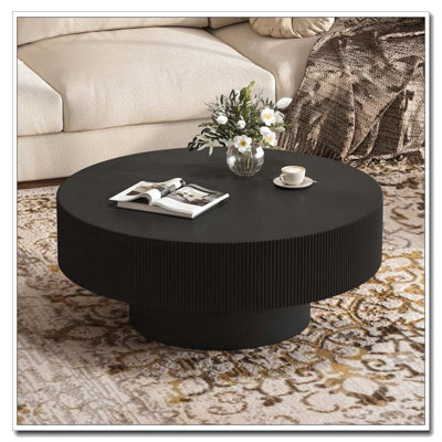 Table basse ronde avec plateau de table épais de 6,8 po et table de bout moderne