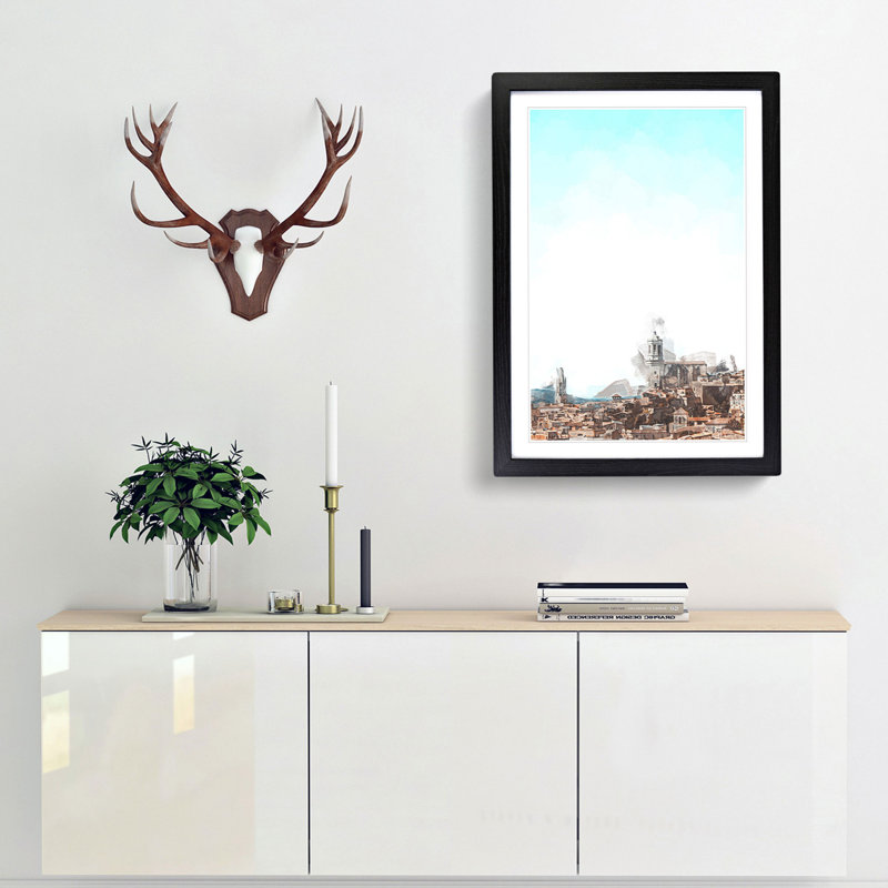 Girona in Spain - Picture Frame Graphic Art Print, Black Framed, 36cm H x 27cm W x 2cm D