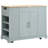 Fluted Kitchen Island with Trash Can Storage, Power Outlet & Internal Storage Rack (Grey Blue)-129470456