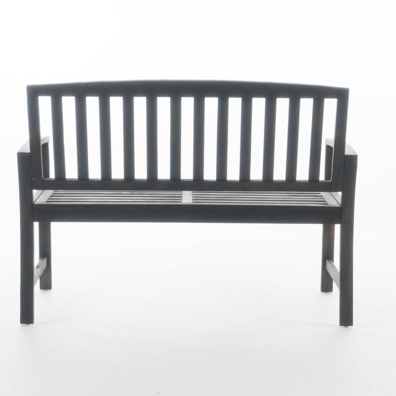 Wood Backyard Seat Bench In Dark Gray, 44.49" Width, Practical Choice Gray Outdoor Sitting Bench, Comfortable, Dark Gray
