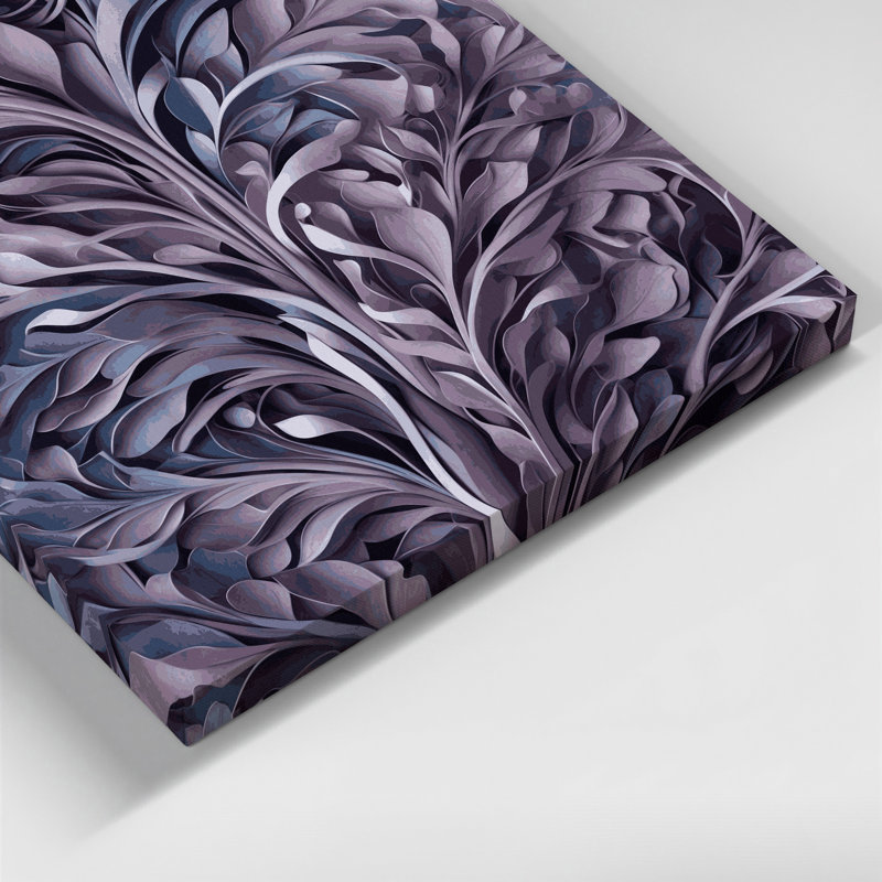 «Abstract Florals 84», art mural sur toile mauve, H 12 po x l 12 po