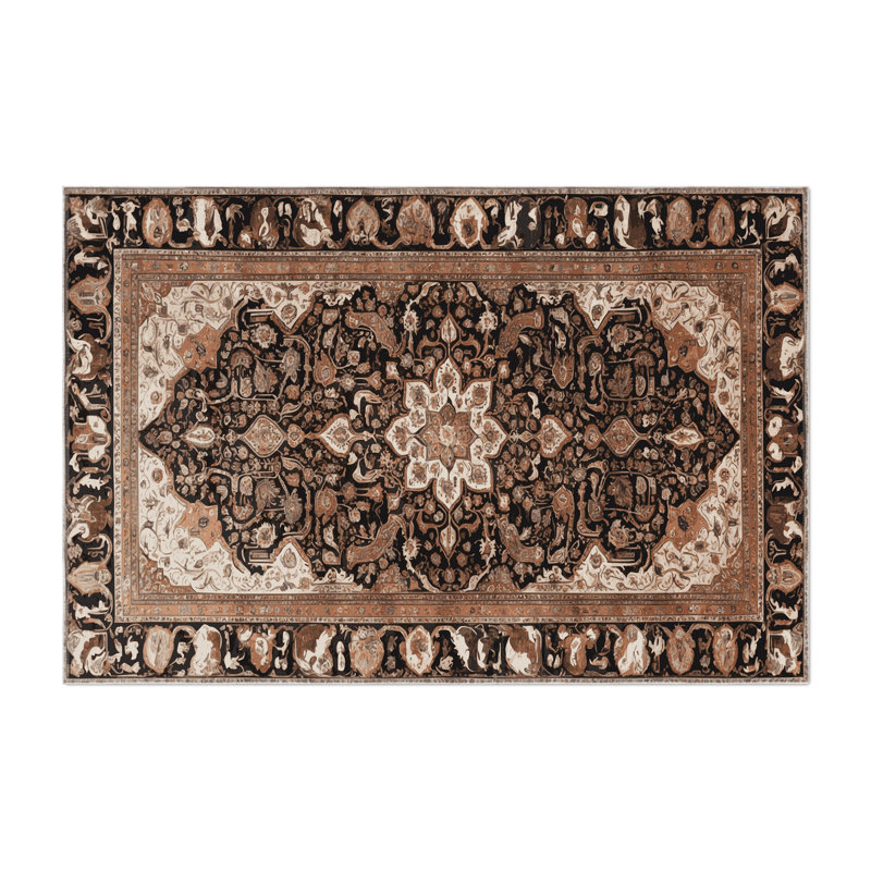 Persian Brown Indoor and Outdoor Area Rug, Rectangle 9' x 12'