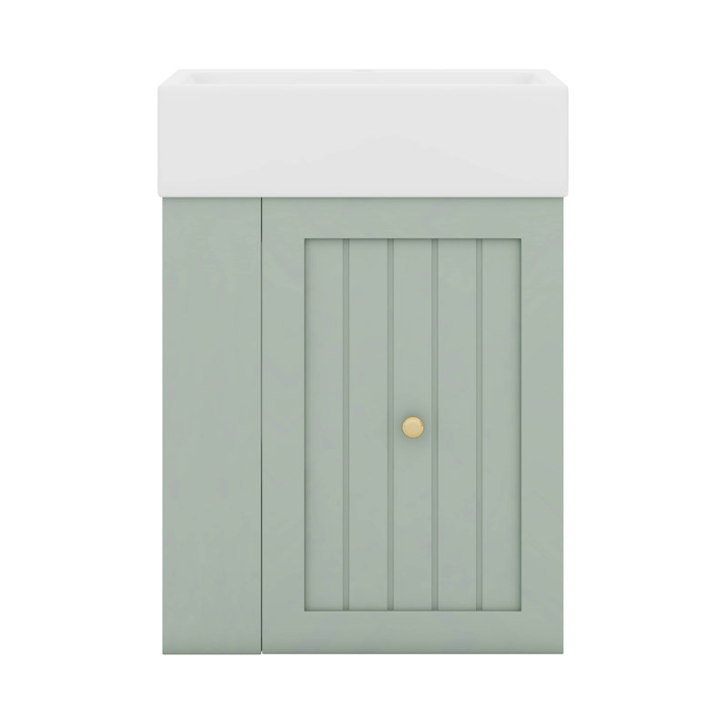 Petit meuble-lavabo flottant étroit avec tiroir 20 po avec lavabo 20 po, Vert