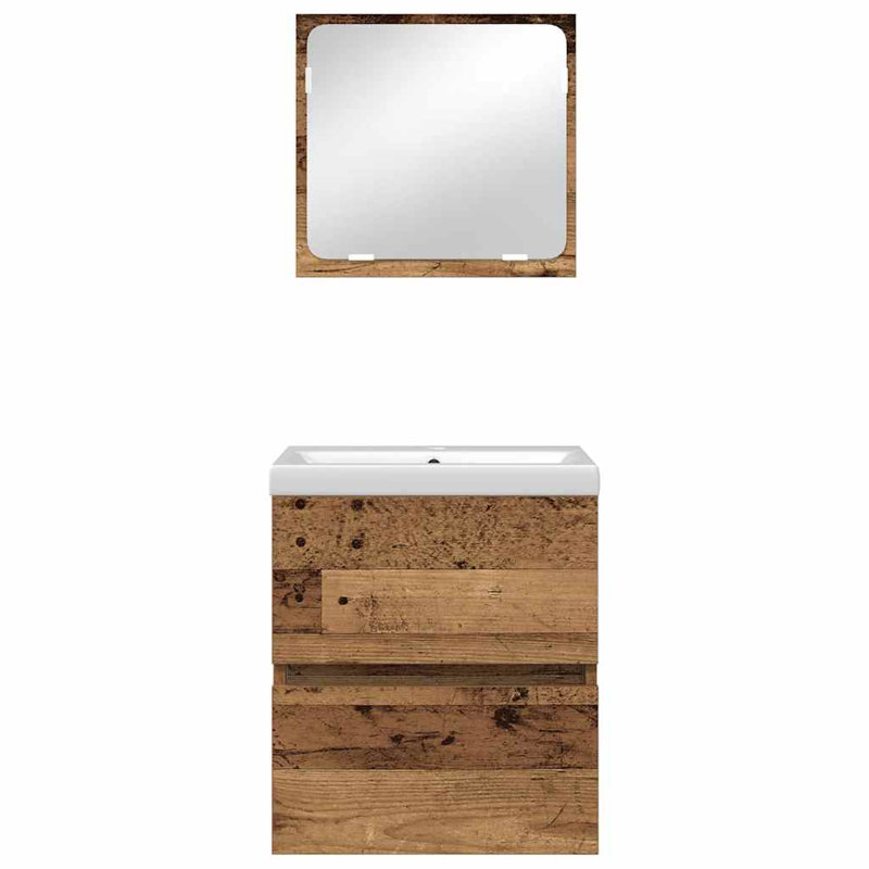 Bathroom Furniture Suite, Old Wood/White