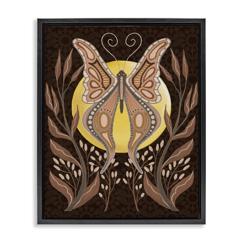  "Moth & Moon Botanicals", art mural sur toile flottante par Regina Moore, Cadre flottant noir de jais, H 21 po x l 17 po