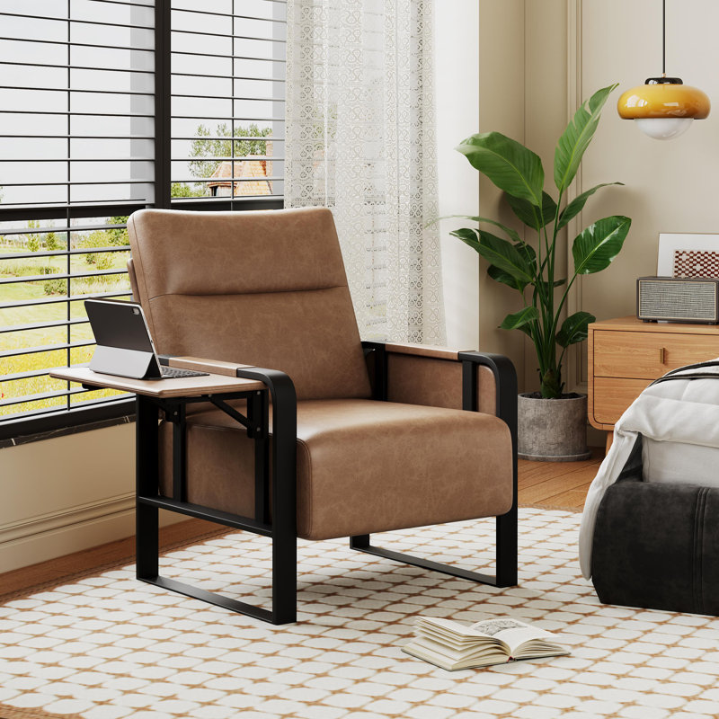 Chaise d'appoint Whole, Simili cuir brun foncé