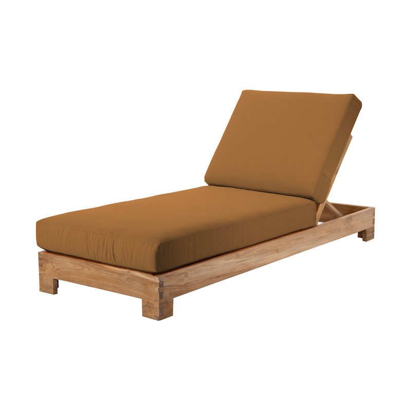 2 Pacific Teak Outdoor Chaise Loungers, Camel