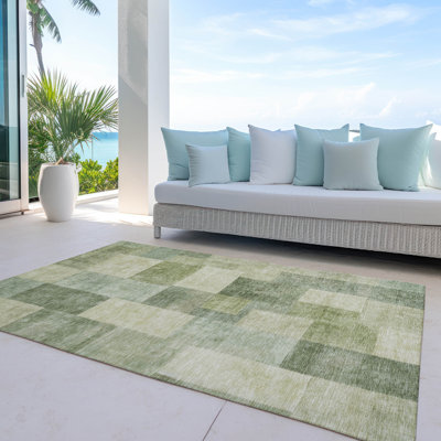 Machine Washable Indoor/Outdoor Christain ACN1261 Aloe Rug