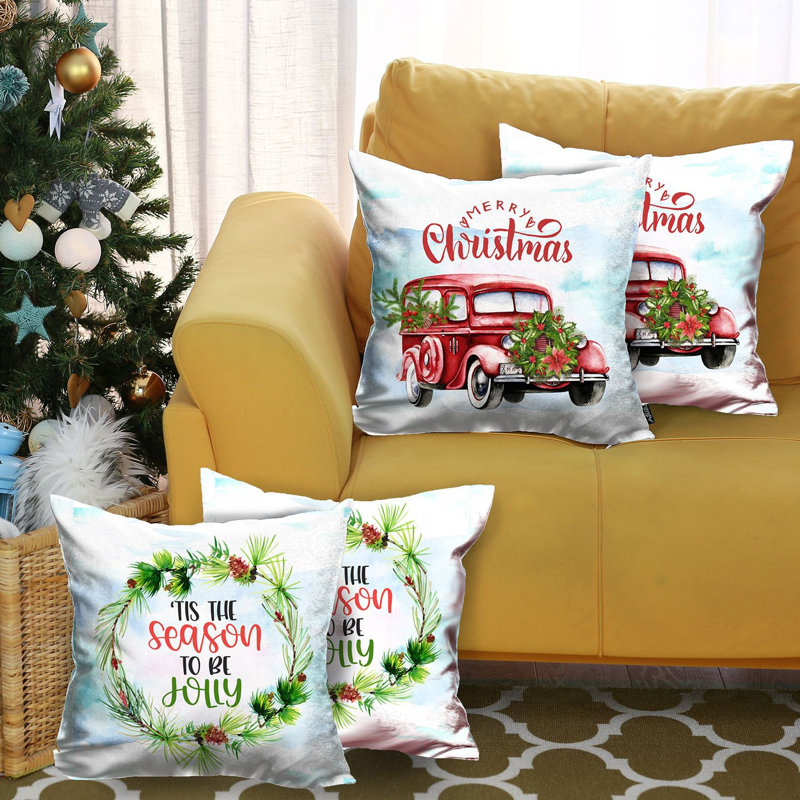 Ensemble de 4 housses de coussin Merry Christmas