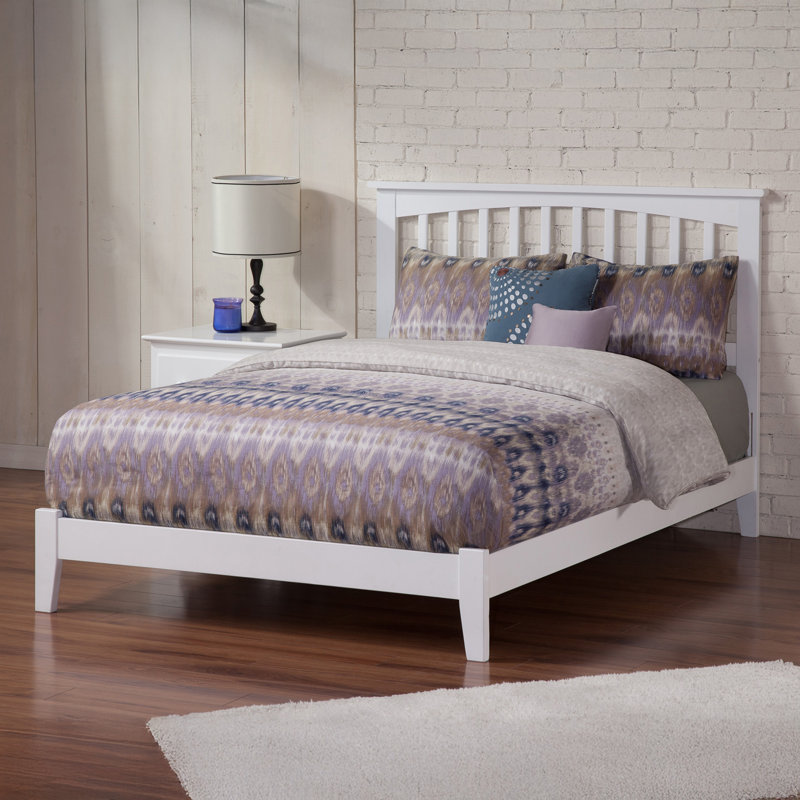 Lit de base en bois massif Abingt , Double, Blanc