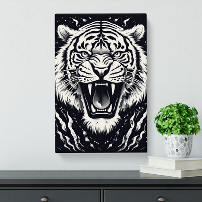 Tiger Line Art No.2 - Wrapped Canvas