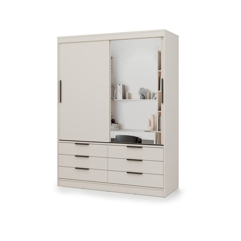 Manufactured Wood Wardrobe, Beige