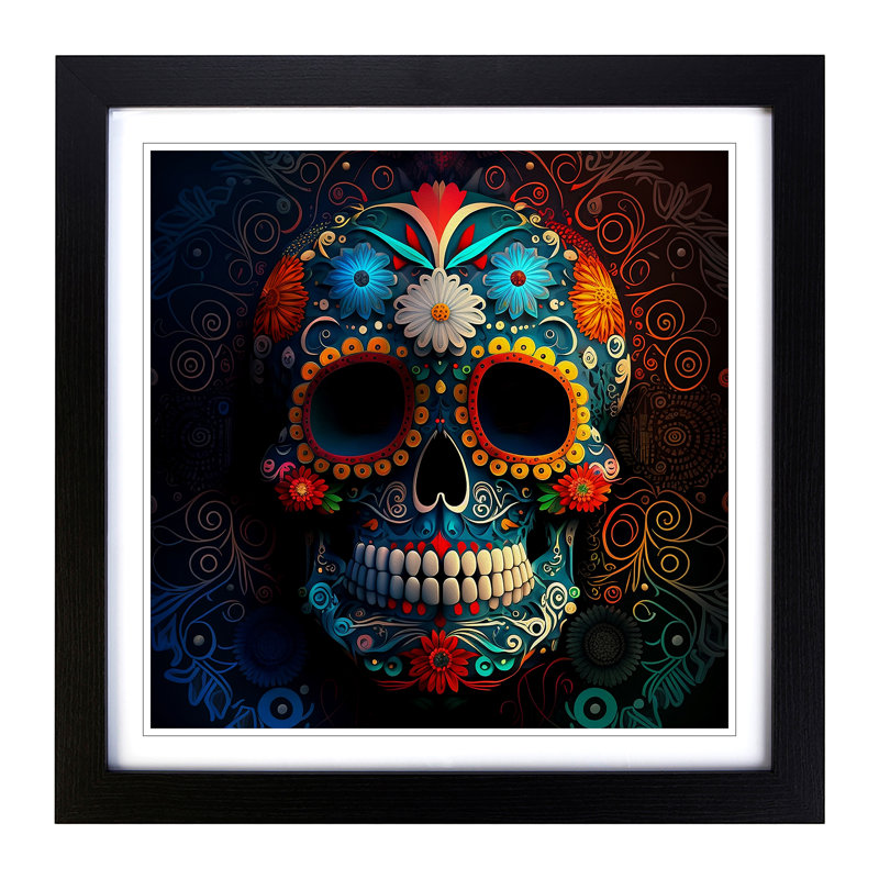Sugar Skull - Framed Print, Black