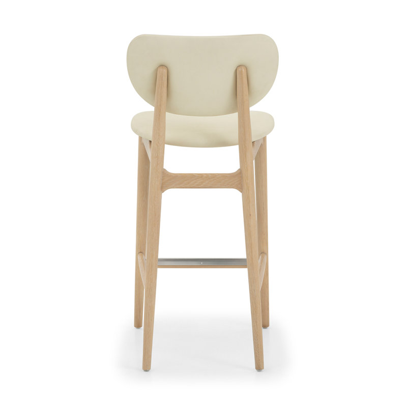 Stella Upholstered Stool, Saddle/Acorn/Brushed Nickel