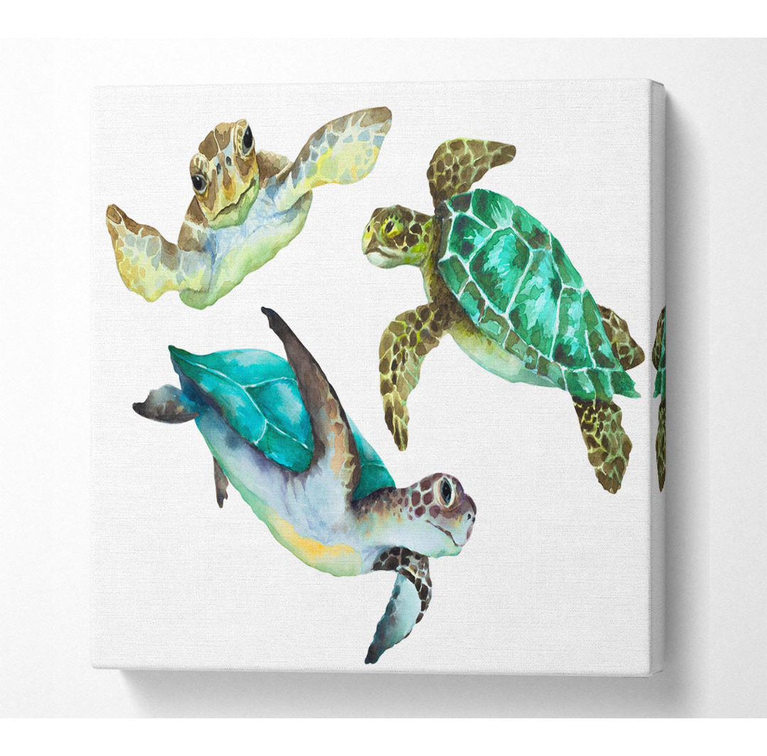 Seaturtle Love Quadratischer Leinwanddruck