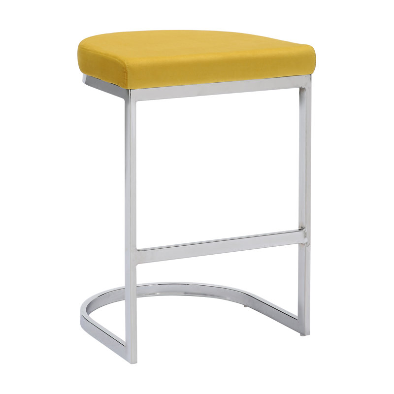 Adelaid Upholstered Counter Stool with Metal Frame, Mustard