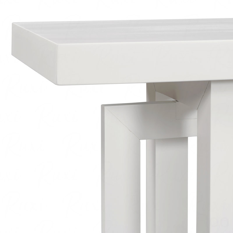 59.1" Painted Entryway Console Table, With Pine Veneer Unique Triple Rectangle Design With Thick Pine Wood Legs, Extra Long Sofa Table Versatile For Hallway, Living Room, Kitchen