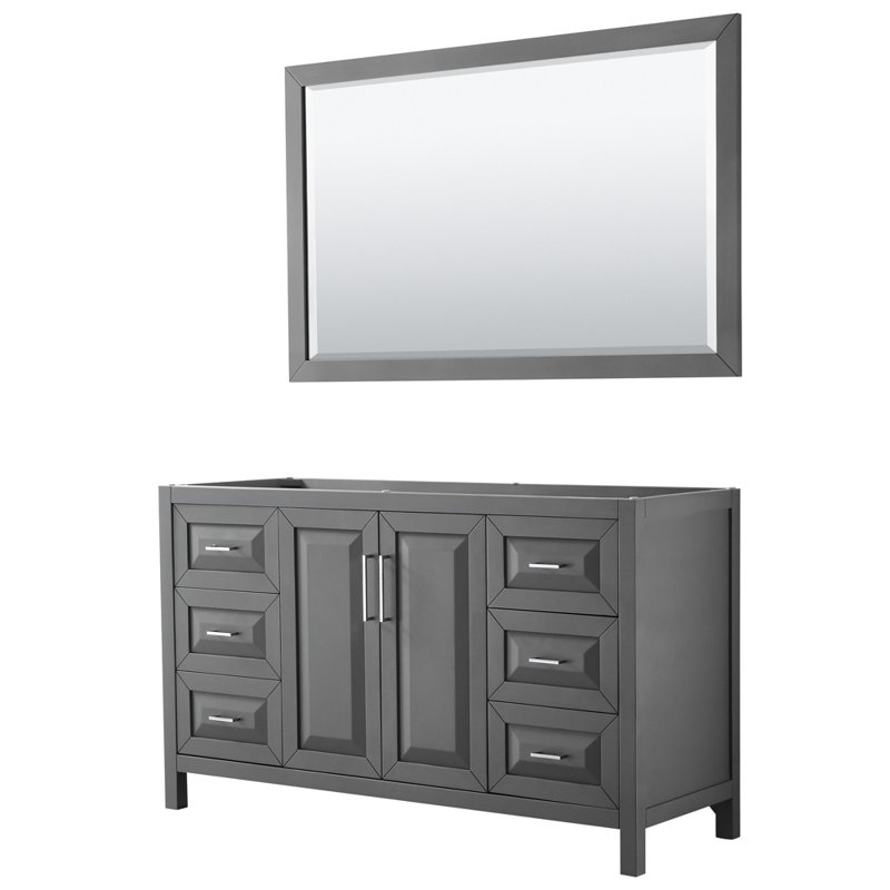 Daria 59'' W Single Bathroom Vanity Base, Dark Gray/Polished Chrome