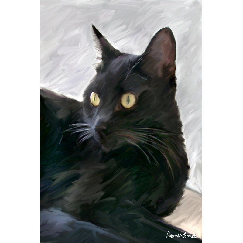 Portrait de chat noir, H 30 po x l 20 po x P 1,25 po