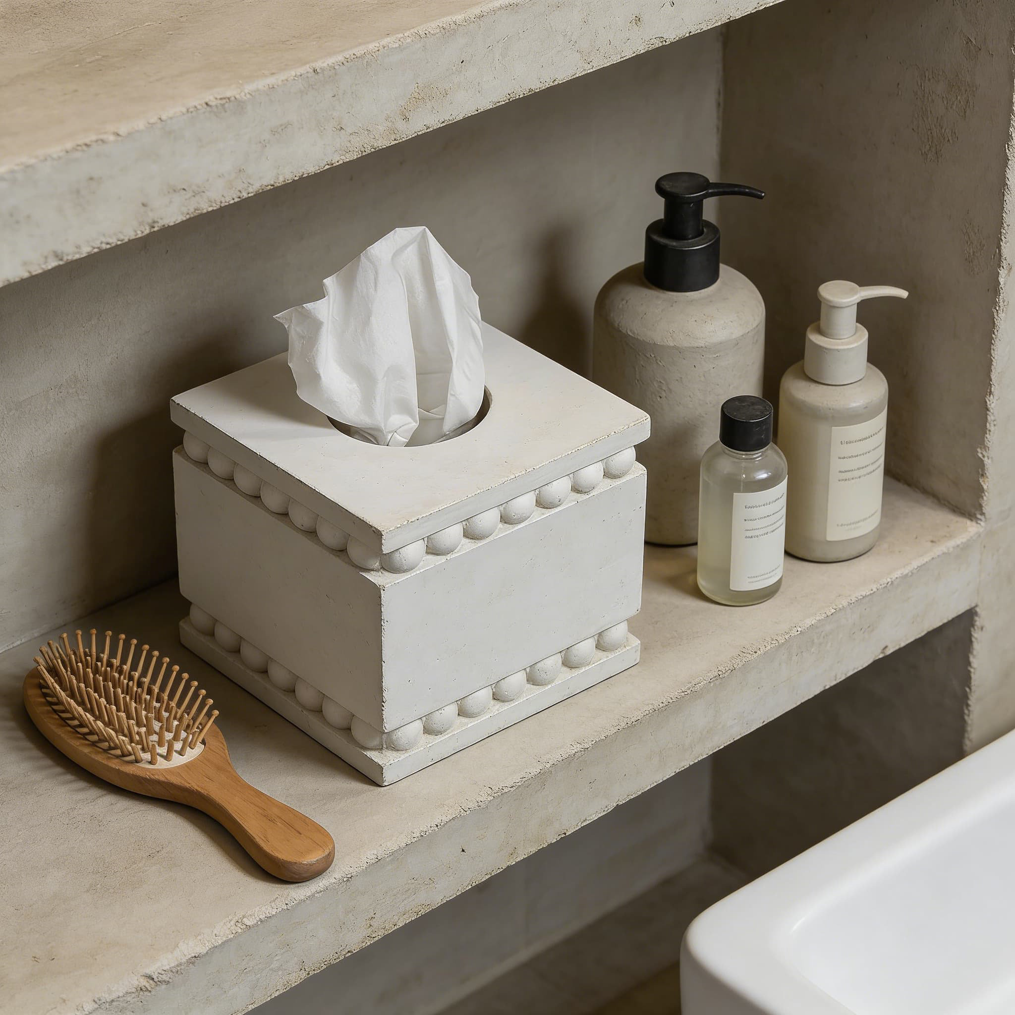 Rebrilliant Wooden Tissue Box Cover With Beaded Design - Rustic ...