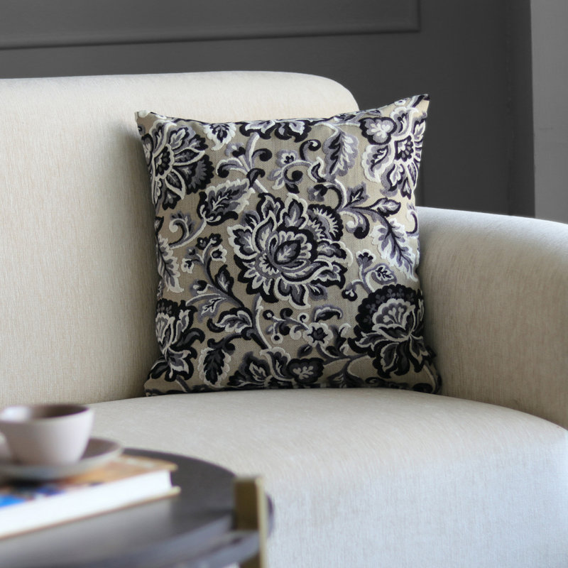 Class Floral Reversible Pillow Cover, Black