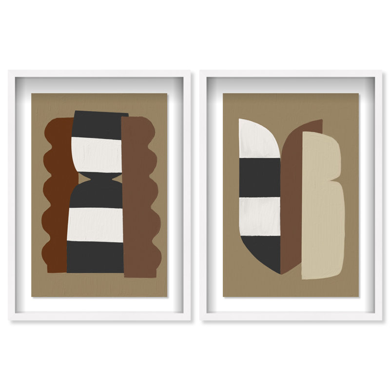 Puzzle Catcher Set Shadowbox Abstract Print by Oliver Gal, Black Frame, 10 x 15, 37.5"H x 55.5"W, White Shadowbox