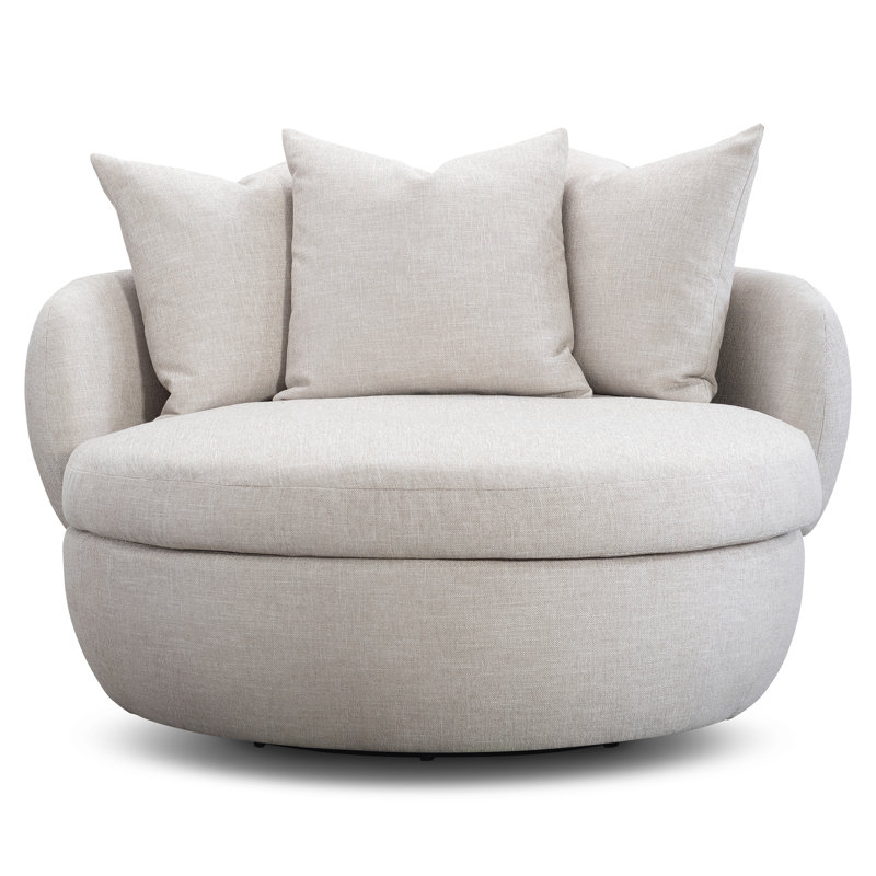 Ollie Swivel Armchair, Cream Chenille 1345-002