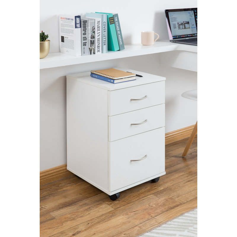 Lokman 15'' Wide 3 -Drawer Mobile File Cabinet, White