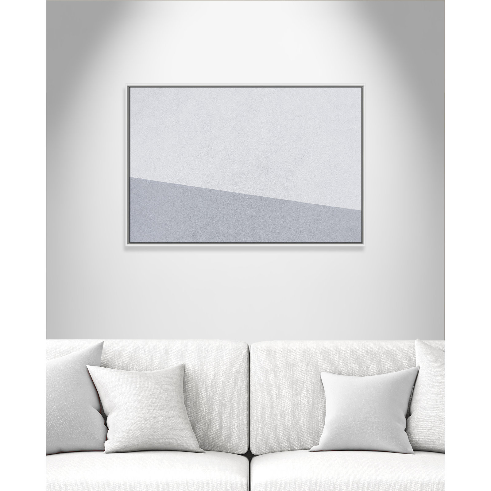 Dominic "Abstract Blues" Print, 25.5" H x 37.5" W x 2" D, White Framed Canvas