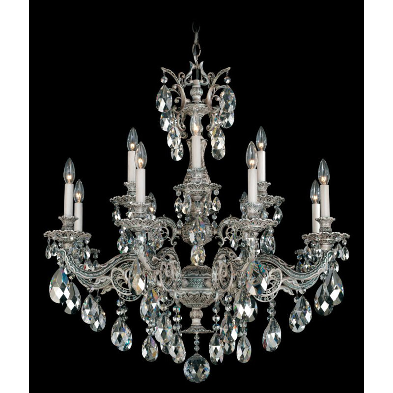 Milano 12 - Light Chandelier, French Gold, Clear Crystals from Swarovski
