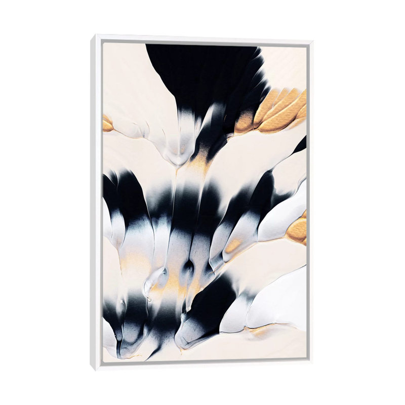 « Abstract Flow I » par Elisabeth Fredriksson-impression d’art graphique, Toile blanche encadrée, Pas de tapis