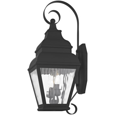 8-inch 2 Light Outdoor Wall Lantern Pendant Lighting Fixture - Clear Water Glass Shade