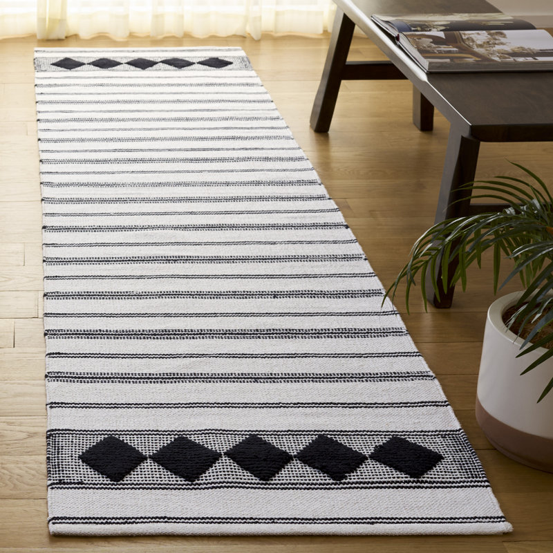 Tapis rayé en coton Breckenridge, Tapis de couloir 2 pi 3 po x 9 pi