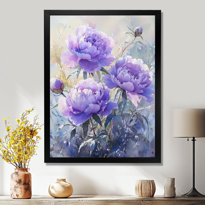 Kesterson - Art mural floral, Noir, noir, noir, noir, H 20 po x l 12 po, Reproduction encadrée d'une seule photo