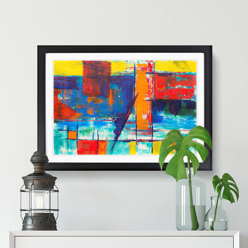 Abstract Art Painting Vol.292 by S.Johnson - Framed Print, 48cm H x 65cm W x 2cm D, Black Framed