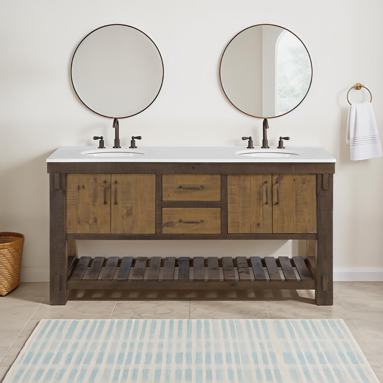 Bromley 66" Double Bathroom Vanity 