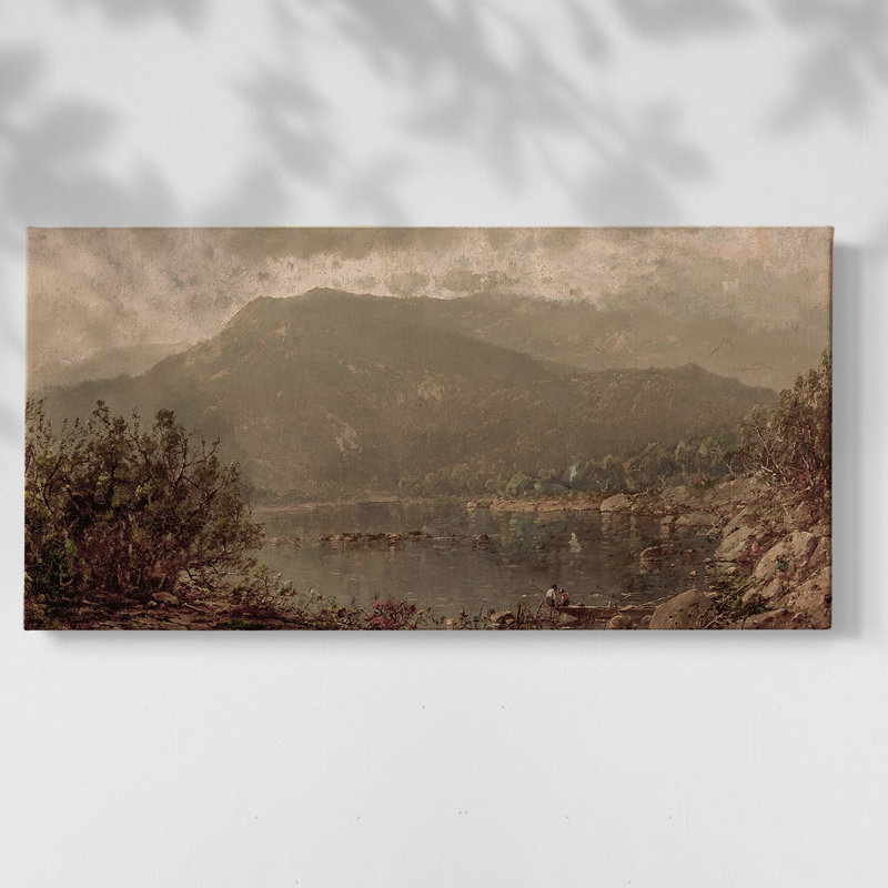 Série paysage - DCCXCV III - Toile tendue avec châssis encadré - Prêt à être accroché, H 25 po x l 49 po, Doré