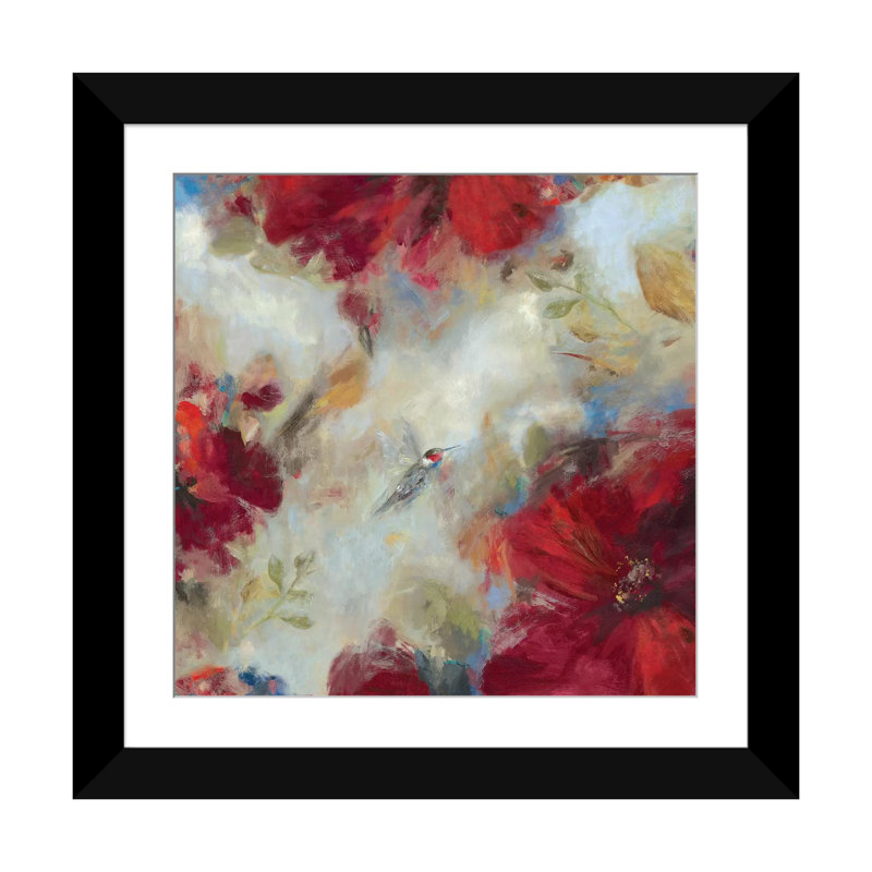 « hummingbird i », impression sur toile, H 24 po x l 24 po x P 1 po, Papier d'art encadré noir, Blanc
