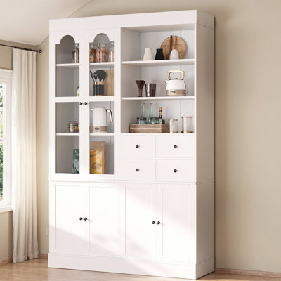 Topmax 47.2X15.7X75inch Freestanding Buffet With Hutch