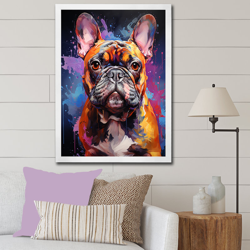 Bulldog Boldness V - reproduction sur toile, Cadre simple blanc, H 40 po x l 30 po x P 1,5 po