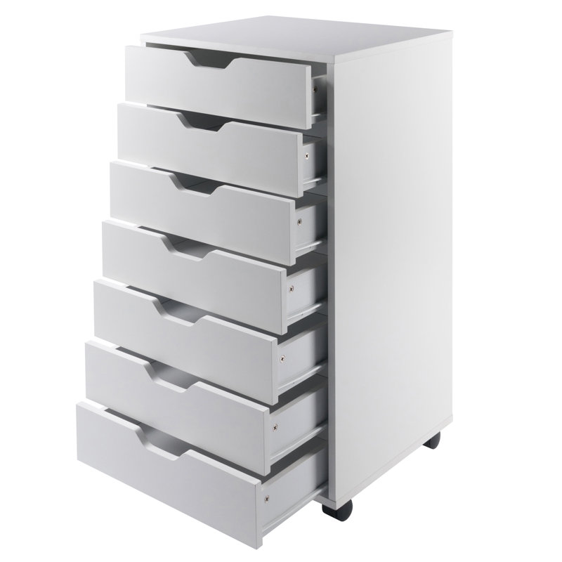 19.21'' Wide 7 -Drawer Mobile File Cabinet, White