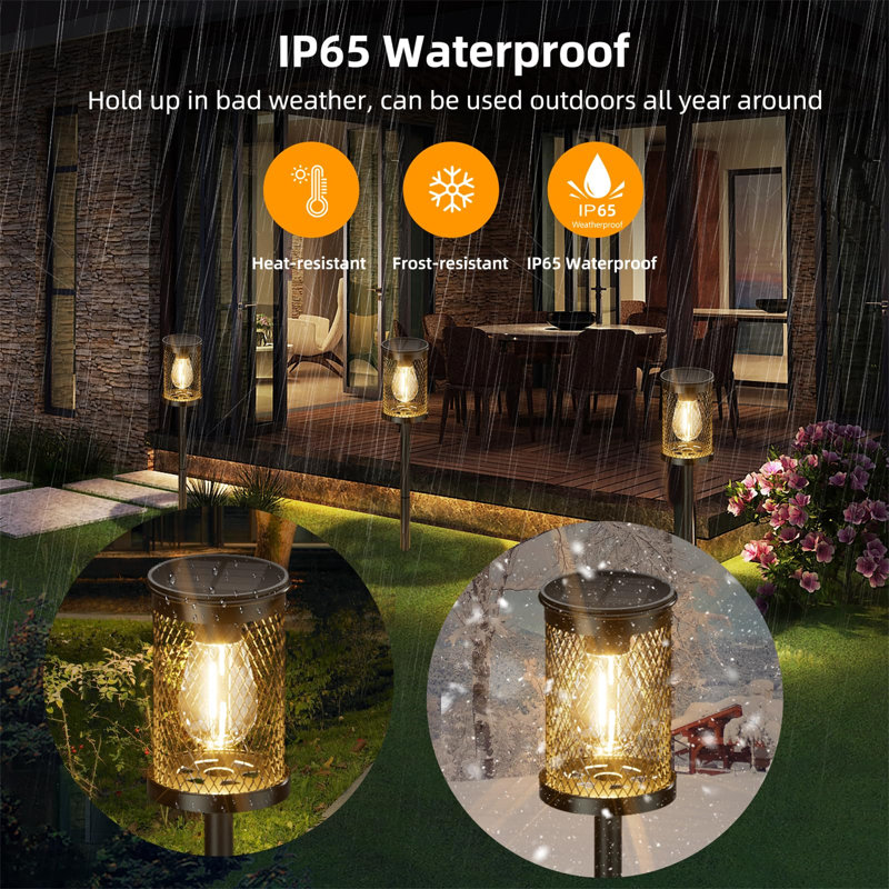 Black Mesh Metal Solar LED Pathway Lights, 4-Pack