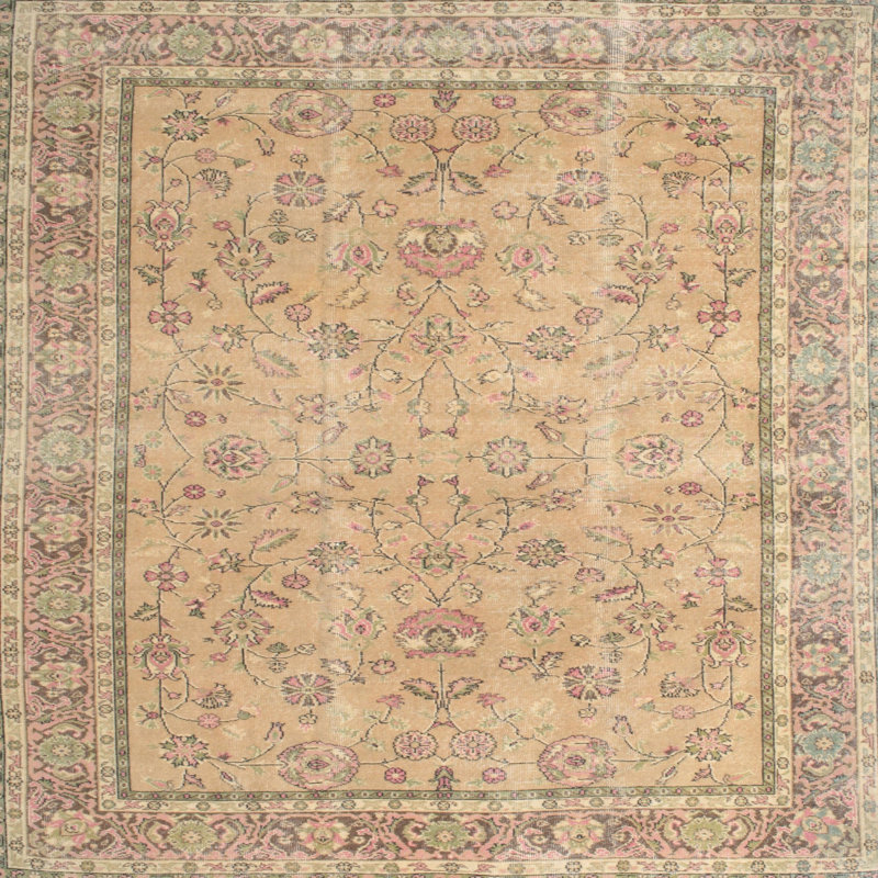 Tapis traditionnel veston beige, Rond 8 pi